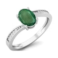thumbnail image 2 of 1.20 Cts Oval Emerald 925 Sterling Silver Solitaire Accent Woman Halo Valentines Day Gifts Ring, 2 of 4