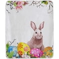 thumbnail image 2 of SKYSONIC Velvet Plush Throw Thermal Blanket - 4x5FT - Easter Bunny Colored Eggs Printed for Couch Bed Sofa Car, 2 of 5