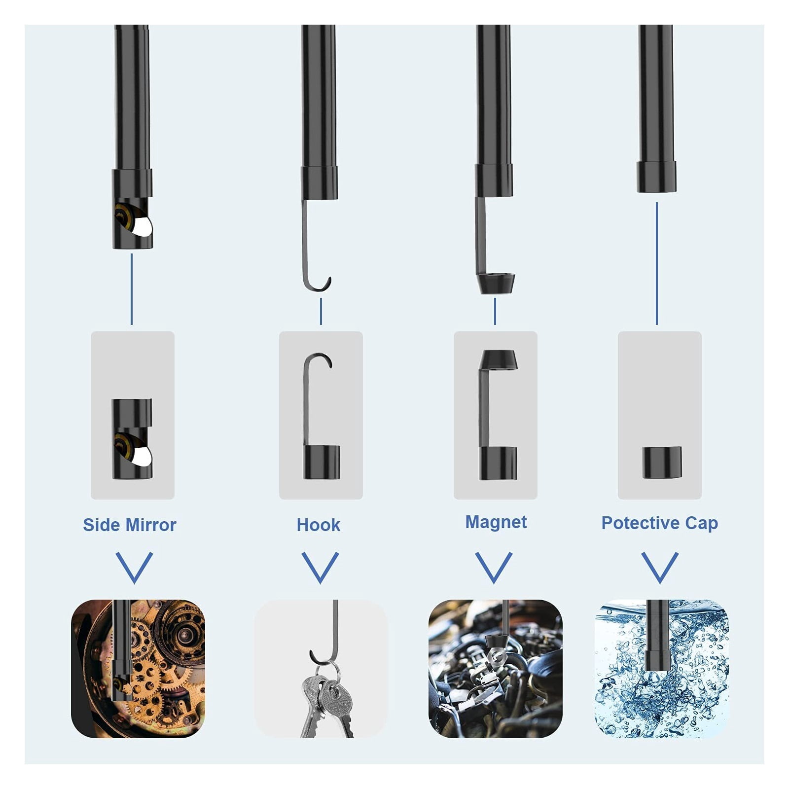 Dual Lens Borescope 1080P HD 8mm Industrial Endoscope 4.5 Inch IPS Screen Waterproof Snake Flexible Inspection Camera ,Stunning Clarity