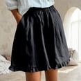 thumbnail image 2 of Shorts for Women 2026 Summer Elastic Waist Wide Leg Ruffle Hem Flowy Casual Beach Shorts with Pockets, 2 of 7