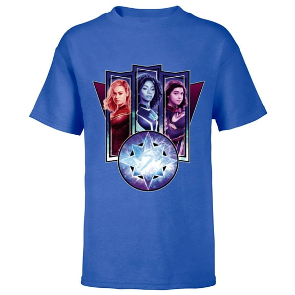 Marvel Studios The Marvels Captain Marvel Photon Ms. Marvel - Short Sleeve T-Shirt for Kids - Customized-Royal