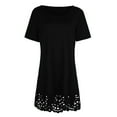 thumbnail image 4 of Pntutb Womens Clearance,Plus Size Fashion Women's Solid Short Sleeve O-Neck Hollow Out Casual Dress, 4 of 6