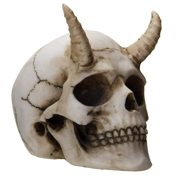SUMMIT COLLECTION Devil Horned Skull Demon Skull Human Skull Bone 3.75 Inch