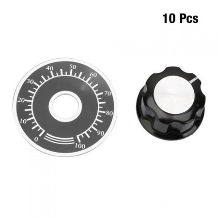 Perilla de potenciómetro - 10 piezas MF-A03 Perillas de control de rotación de potenciómetro + 10 piezas 0-100 Hoja de placa de escala de dial
