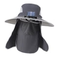 thumbnail image 2 of Sombrero de pescador con ventilador solar para exteriores, transpirable, de ala ancha, cómodo e impermeable. Gris oscuro, 2 of 9