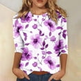thumbnail image 2 of Darzheoy Womens Tops Seamless Floral Graphic Pullover Drop Shoulder Fall Winter Sweatshirts Casual Loose Printed Hoodless Mid-Length 3/4 Sleeve Blouses, 2 of 4
