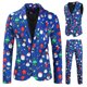 thumbnail image 5 of Conjunto de 3 piezas de traje con chaleco y pantalón con estampado digital navideño, 5 of 6