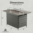 thumbnail image 3 of Gymojoy Gray 41 in. 50000 BTU Rectangular Wicker and Metal Propane Outdoor Dining Fire Pit Table with Glass Wind Guard Lid,Lava Rocks, 3 of 8