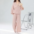 thumbnail image 4 of XuJwPNcy Pajamas for Women Set 2 Piece Long Sleeve Robes and Wide Leg Pants Sets Loungewear Outfits with Pockets, 4 of 7