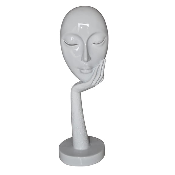 Nifao Modern Art White Thinking Head Statue Made of Resin – Modern Home Decor Sculpture, 6"L x 4"W x 16"H
