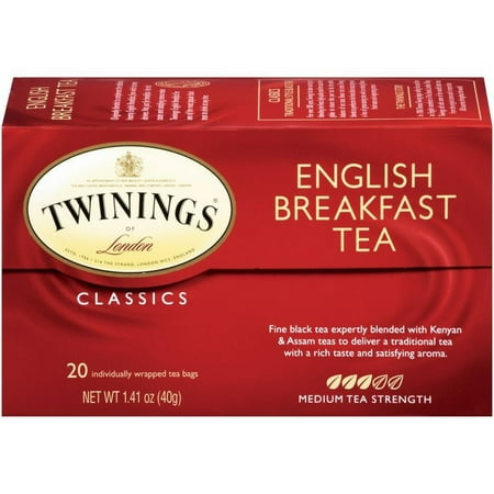 (2 Pack) Twinings of London English Breakfast 20 ct Tea Bags 1.41 oz. (Best English Tea Bags)