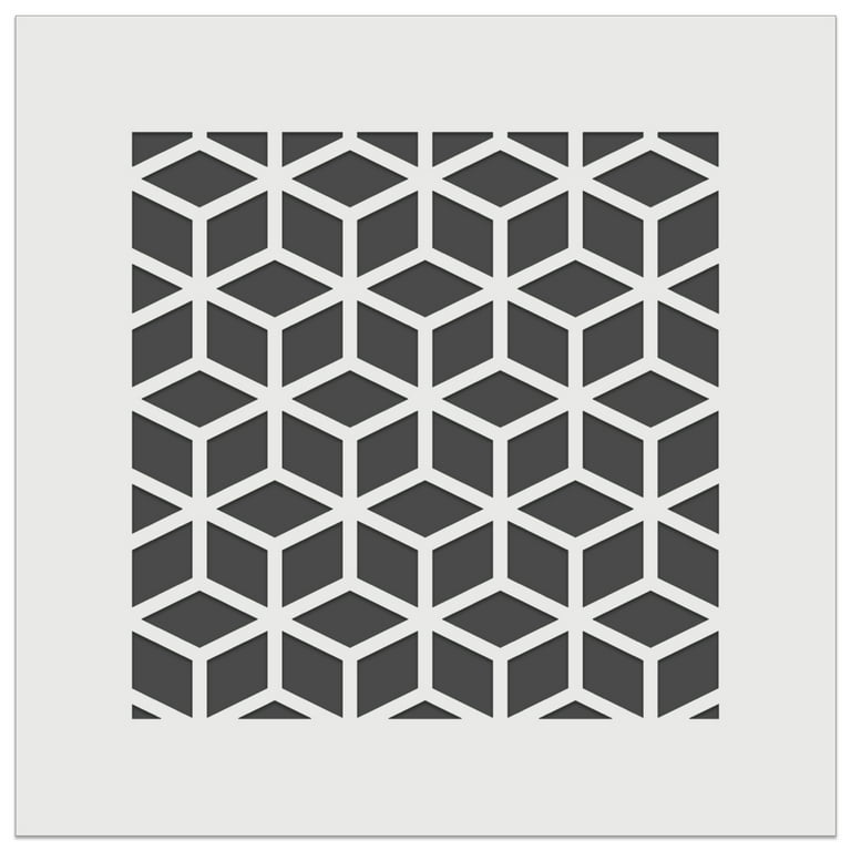Geometric Cube Optical Illusion Pattern DIY Cookie Wall Craft Stencil - 4.5  Inch