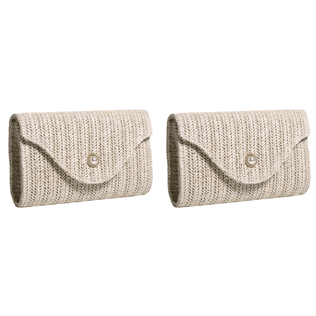 Bolso Noche Tipo Clutch Diagonal Con Un Hombro para Mujer Elegante Adornado Con Perlas Paja Irregulares (blanco) Blanco