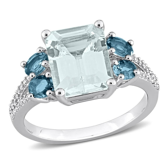 Everly Women's Aquamarine and Topaz Sterling Silver Ring