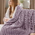 thumbnail image 2 of Manta de cama Sherpa, supersuave y acogedora, de forro polar, color morado, 2 of 6