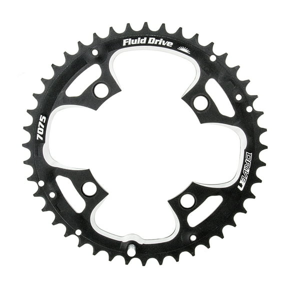 Sunrace MX0 Chainring 44t 104 BCD 4-Bolt Aluminum Black/Silver Rd MTB