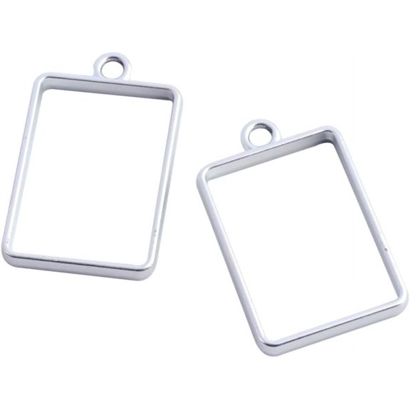 100Pcs Alloy Open Back Bezel Pendants Rectangle Charms Hollow Frame Pendant Blanks for DIY Resin Pressed Flower Crafts Jewelry Making (Matte Silver) DIY