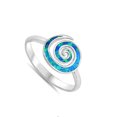 thumbnail image 4 of CHOOSE YOUR COLOR Blue Simulated Opal Spiral Knuckle Cocktail Ring .925 Sterling Silver Band CZ Female Size 8, 4 of 4