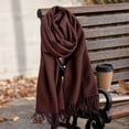 thumbnail image 5 of Lumtrix Womens Scarf Oversized Solid Color Tassel Shawl Wrap Warm 70.87 Inch Long Scarf Coffee One Size, 5 of 8