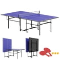thumbnail image 1 of Soozier Full Size Ping Pong Table, Folding Table Tennis Table Set, Blue, 1 of 10