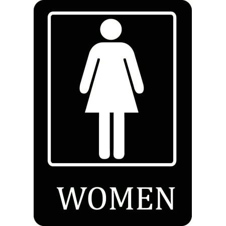 Womens Bathroom Black Sign - Plastic