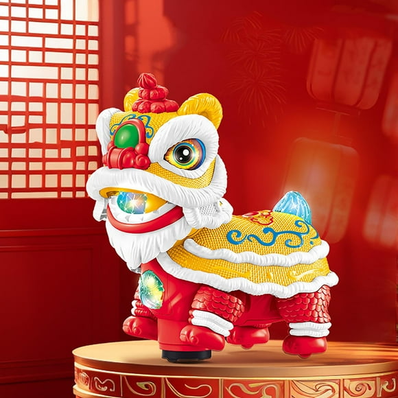 BKER Jouets de Danse Li-On Chinois El-Ecric Li-On avec Lumières et Musique Têtes Secouantes Amusantes Jouets de Danse Li-On pour Enfants Décorations du Nouvel An Chinois