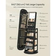 thumbnail image 4 of Roating Jewelry Cabinet, LED Standing Jewelry Organizer, Lockable Mirror Jewelry Cabinet, Black, 4 of 7