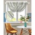 thumbnail image 3 of Sage Green Sheer Waterfall Valance Curtains for Window, Modern Abstract Grey Striped Art Rod Pocket Sheer Topper Swag Curtains for Living Room, Kitchen 38.5"W x 47.2"L, 2 Panels, 3 of 7