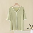 thumbnail image 2 of Oksale Sleep Shirts for Women Plus Size Thin V Neck Pajama Tops Short Sleeve Night Shirts Soft Cozy Trendy Front Split Loungewear for Home Green L, 2 of 3
