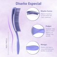 thumbnail image 4 of Cepillo para cabello rizado 2 piezas, Peine para cabello rizado para mujeres, con 2 pcs diademas de satén, Cepillo para cabello lacio, Adecuados para todo tipo de cabello (Morado+Rosa), 4 of 4