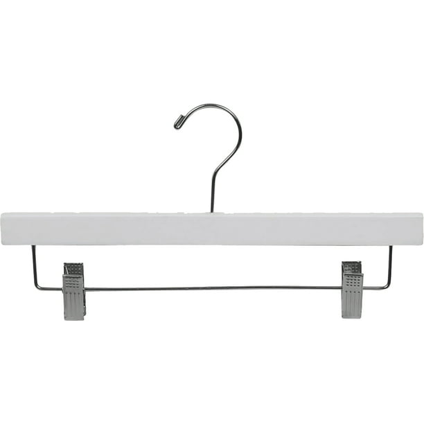 INTERNATIONAL HANGER Rubber Coated White Wood Pant & Skirt Hanger, 25
