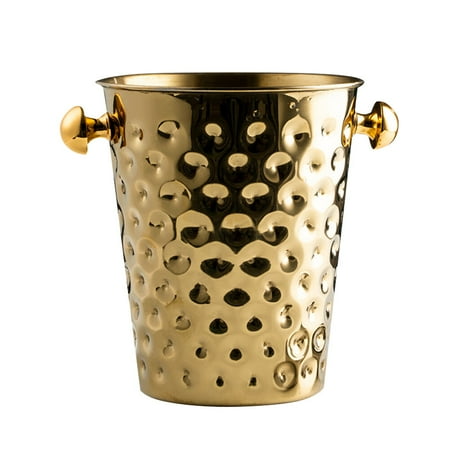 

1pc Ice Champagne Bucket Stainless Steel Wine Beer Holder Ice Bucket Ice Container Hotel for Home Party Bar (Golden)