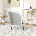 thumbnail image 3 of 24.4"W Accent Armchair, Modern Barrel Chair with Golden Legs, Curved Backrest Reading Chair with Waist Pillow, Single Sofa Leisure Club Chair, for Living Room Bedroom Dorm Room, Ivory, 3 of 7
