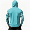 thumbnail image 4 of Men's Abstract Print Hooded Fishing Shirt with Face Mask - Long Sleeve UPF 50+ Quick-Dry Sun Protection Pullover with Zipper Pocket, Drop-Shoulder Outdoor Top for Hiking & Sports Sky Blue S, 4 of 7