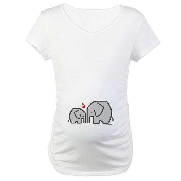 CafePress - Elephants (4) Maternity T Shirt - Cotton Maternity T-shirt, Cute & Funny Pregnancy Tee