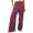 150# Wine, variant on RPVATI Women High Waist Casual Pants Elastic Wide Leg Summer Beach Palazzo Trousers with Pockets Lightweight Comfy Army Green L
