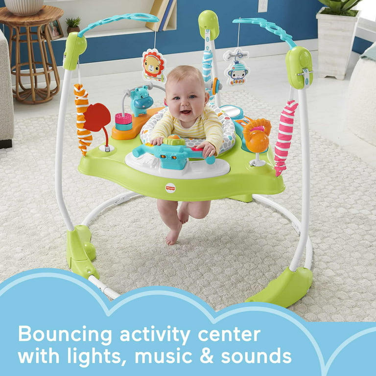 Fisher-Price Baby Bouncer Rainforest Jumperoo Activity Center with Music  Lights 