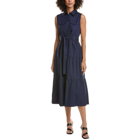 Derek Lam 10 Crosby womens Florence Sleeveless Shirtdress, 00, Navy