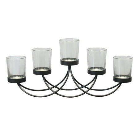 Stonebriar Black Metal Votive Candelabra, Decorative Candle Centerpiece, Elegant Candle Holders, Centerpiece for Weddings, Parties, Dining Table, and Mantel