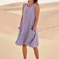 thumbnail image 3 of WILLBEST Vestidos Casuales Para Mujer Verano Vestido De Lino Para Mujer Vestido De Playa Informal Hasta La Rodilla Vestido Sin Mangas Vestido Casual Estampado De Verano Con Bolsillos, 3 of 3