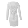 thumbnail image 4 of LLYwey s Floral Dresses for Women Fashion Color Slim Back Bow Tie Casual Long Sleeve Dress New Cocktail Dresses White Xl, 4 of 8