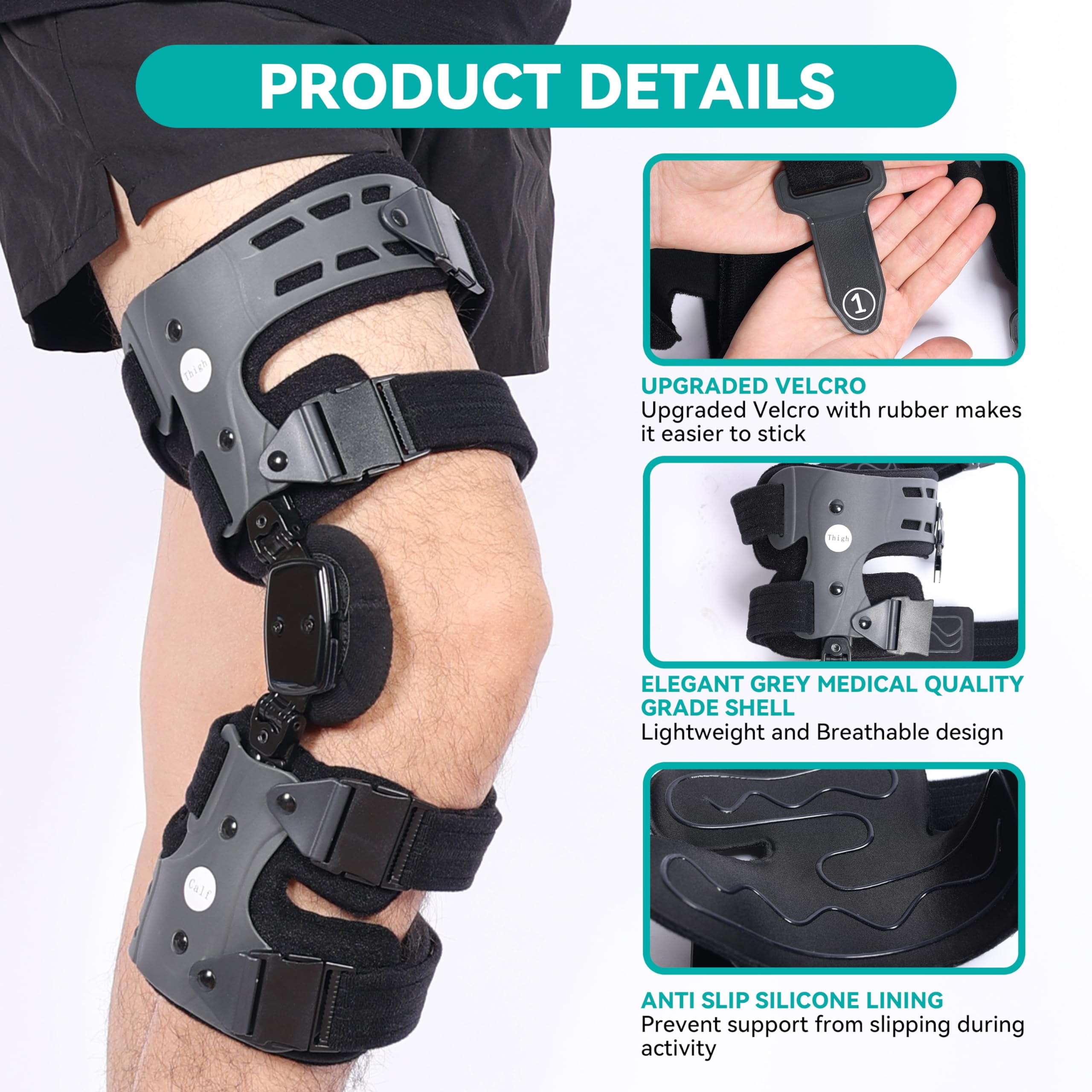 Orthomen OA Unloader Knee Brace for Osteoarthritis, Arthritis Pain, Cartilage Repair, Bone on Bone Knee Joint Pain, Lateral Degeneration Knee Support (Gray/Right)