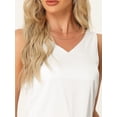 thumbnail image 5 of DARING DIVA Women's Satin Tank Top Silky Basic V Neck Sleeveless Blouse S White, 5 of 7