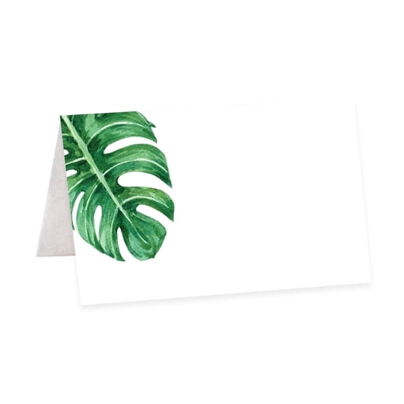 Koyal Wholesale Tropical Monstera Leaf Table Tent Place Cards – 56-Pack, Folded Cardstock, Wedding and Party Seating Cards