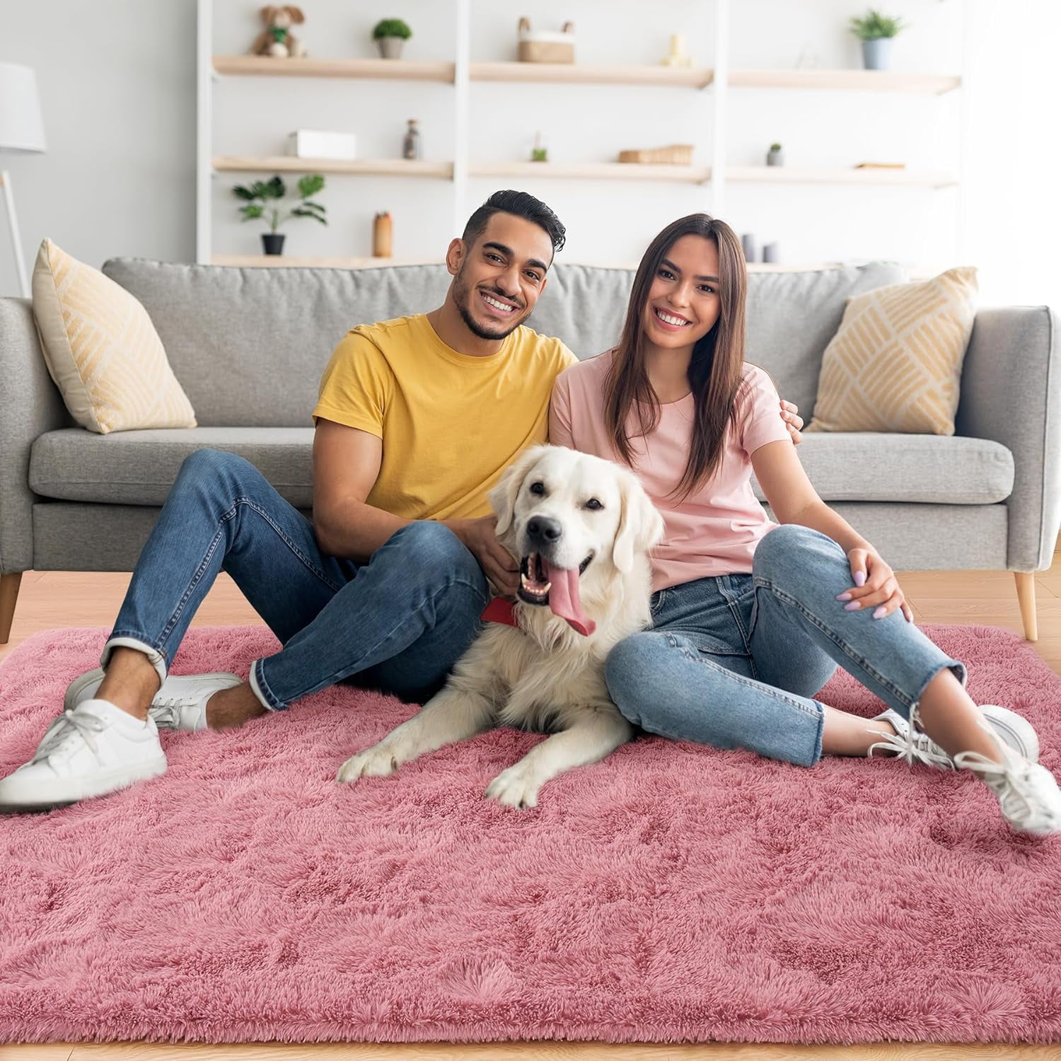 Noahas Soft Fluffy Area Rug for Living Room Bedroom Shaggy Accent Carpets for Kids Girls Rooms,8'x10',Blush