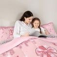 thumbnail image 4 of Erosebridal Dreamy Glitters Print Bedding Comforter Set for Girls, Pink Bling A Letter Full Bedding Set, Pink Reversible 7-Piece, 4 of 6