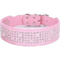 thumbnail image 2 of 1Pack Rhinestones Dog Collars-2" Wide Crystal Diamonds Studded PU Leather 5 Rows Sparkly Crystal Studded Collar for Medium and Large Dog, 2 of 6