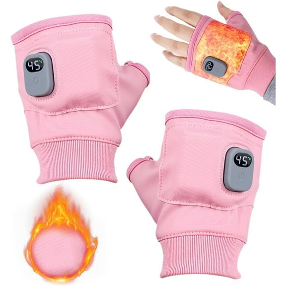 Portable Heating Gloves with Digital Display, 2026 New Adjustable Heating Gloves, 45-55C, 2000mAh Rechargeable Heated Gloves, Smart Thermostatic Heated Fingerless