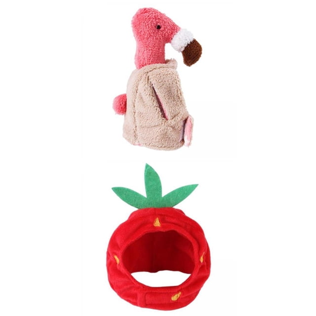 Perro Gato Sombrero Invierno Divertido Sombrero para Cachorro Vestir Fresa+Perro Gato Sombrero Invierno Divertido Sombrero para Cachorro Vestir Pájaro Zulema perros lindo sombrero