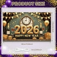 thumbnail image 2 of Gold Theme Happy New Year Banner Vintage Clock Design 2026 New Year Display Golden Balloons Gift Boxes New Year Backdrop for New Year Party 2026 Celebration Indoor Decoration, 2 of 9